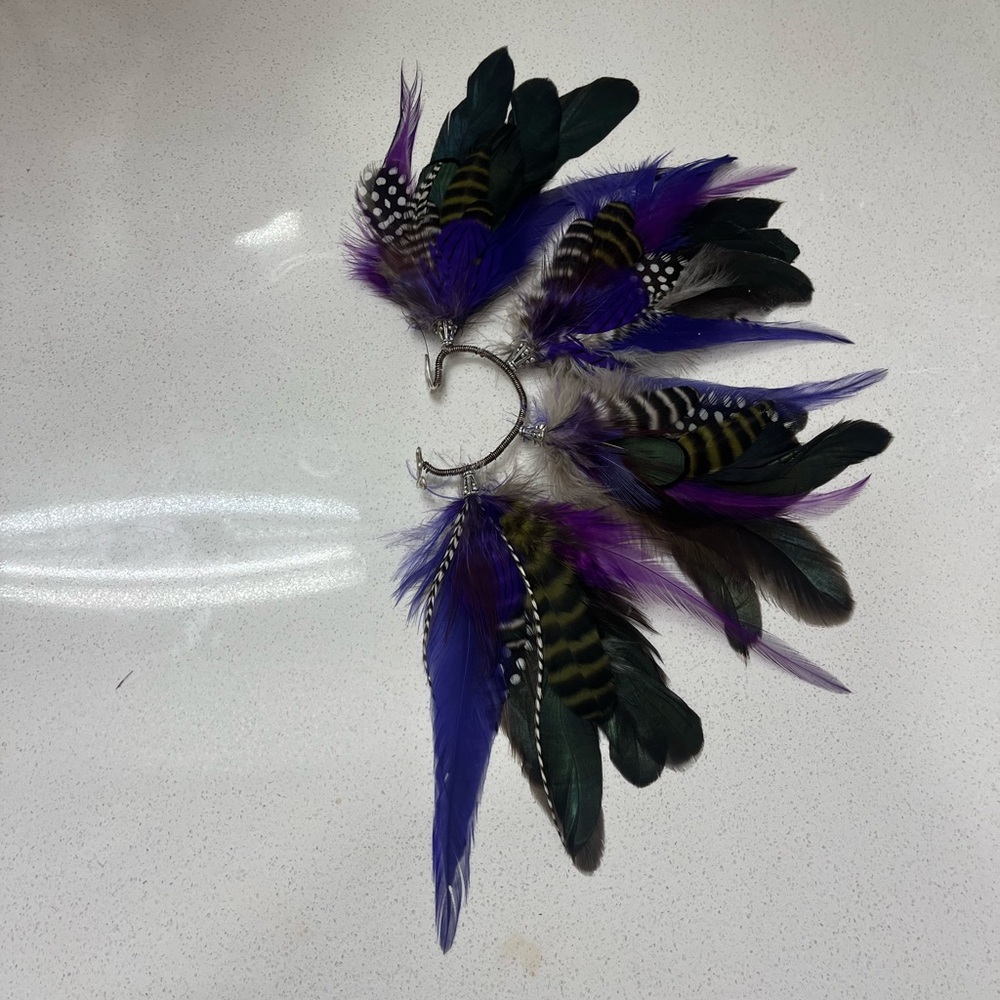 Hand Crafted Purple and Black Feather Hair Clip